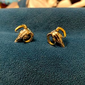 Alexis Bittar two-tone skull stud earrings